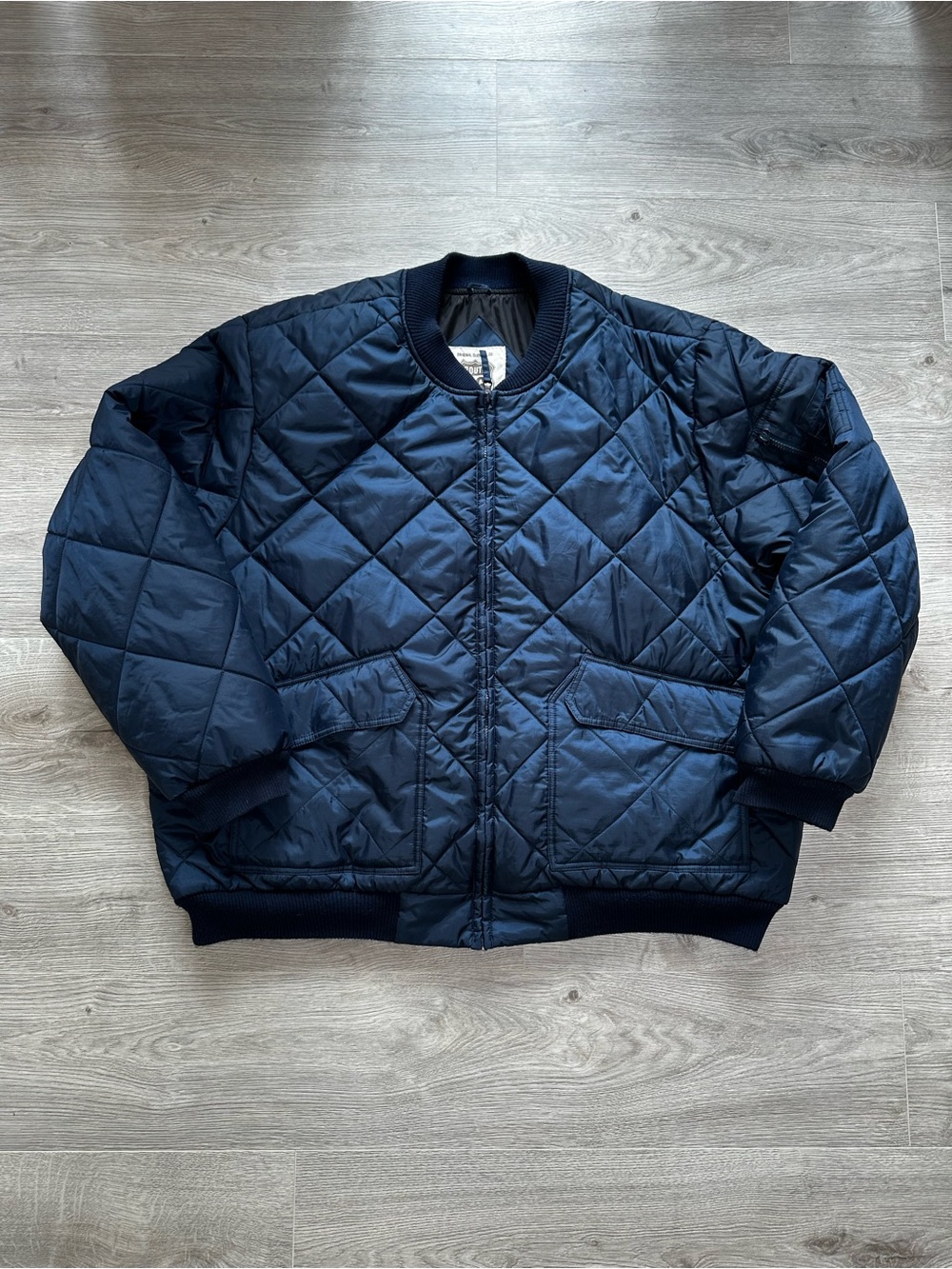 Route 66 Men’s Diamond Quilted Bomber Jacket Navy Blue 3XL Cozy